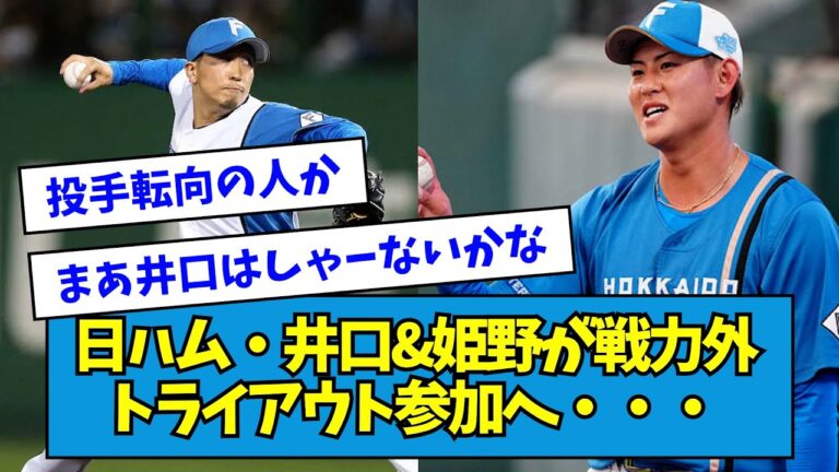 【悲報】日ハム・井口&姫野が戦力外、トライアウト参加へ・・・【なんJ反応】