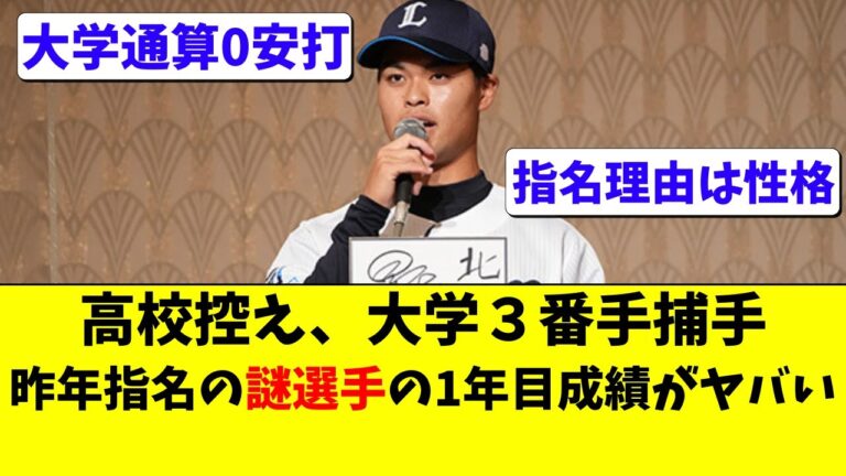高校も大学もベンチで、昨年ドラフト指名された選手の１年目成績がヤバい【西武ライオンズ/プロ野球】