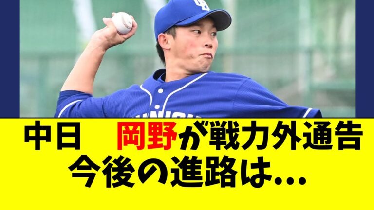 中日 岡野祐一郎に戦力外通告。今後の進路は？【中日ドラゴンズ/立浪監督】