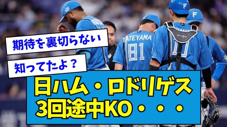 【知ってたよ】日ハム・ロドリゲス、3回途中KO・・・【なんJ反応】