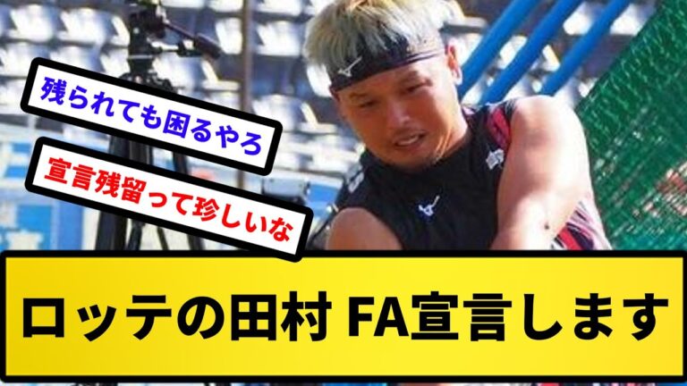 【残留FA】ロッテの田村 FA宣言します【反応集】【プロ野球反応集】【2chスレ】【5chスレ】