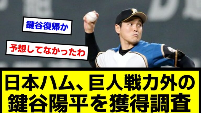 【古巣復帰へ】日本ハム、巨人戦力外の鍵谷陽平を獲得調査