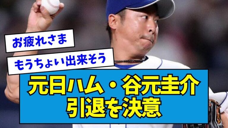 【現役15年】元日ハム・谷元圭介、引退を決意・・・【なんJ反応】