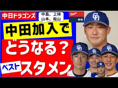 【獲得確実か】中田翔加入なら中日ベストスタメンはこれだ！【中日ドラゴンズ】