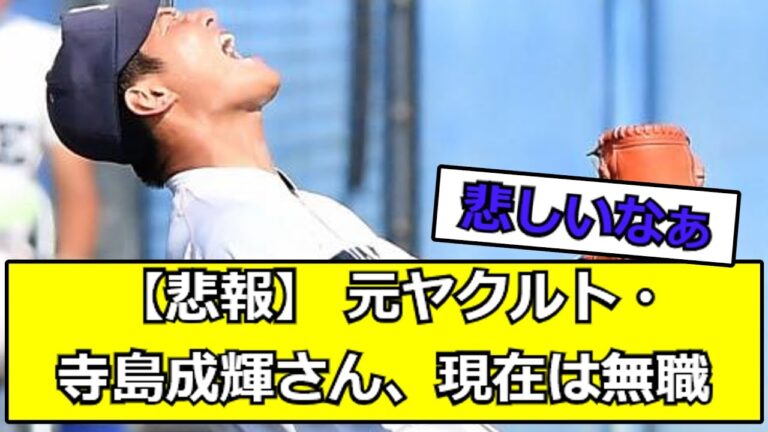 【悲報】 元ヤクルト・寺島成輝さん、現在は無職