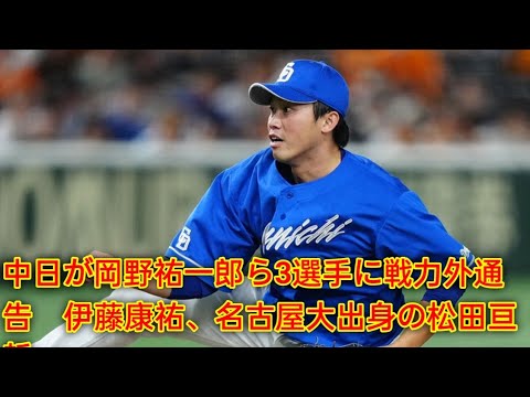 中日が岡野祐一郎ら3選手に戦力外通告　伊藤康祐、名古屋大出身の松田亘哲