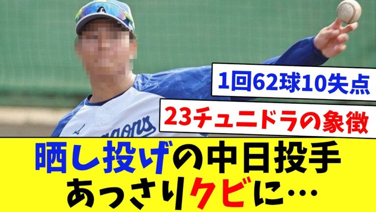 【悲報】物議を醸した１回62球10失点の中日・近藤廉投手に戦力外通告…
