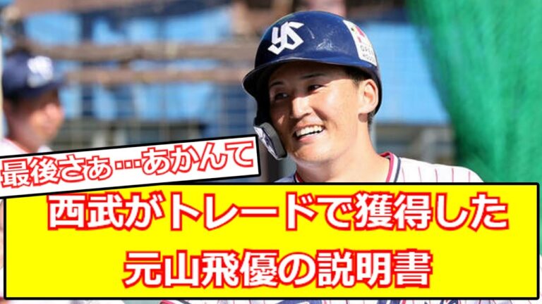 西武がトレードで獲得した元山飛優の説明書