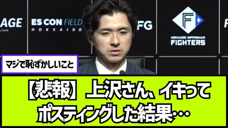 【悲報】上沢さん、イキってポスティングした結果がこちら…【2ch 5ch なんj プロ野球反応集】