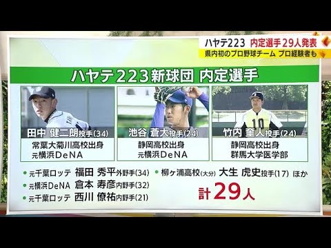 新球団はプロ野球経験者は10人「ハヤテ223」選手29人内定　静岡を本拠にウエスタンリーグ参加