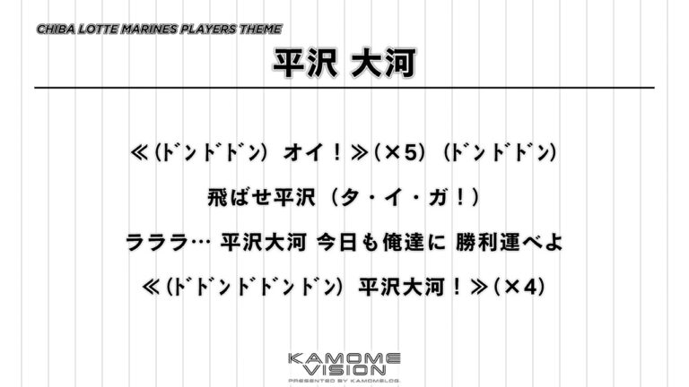 【応援歌再現】平沢 大河（2018-）【千葉ロッテマリーンズ】