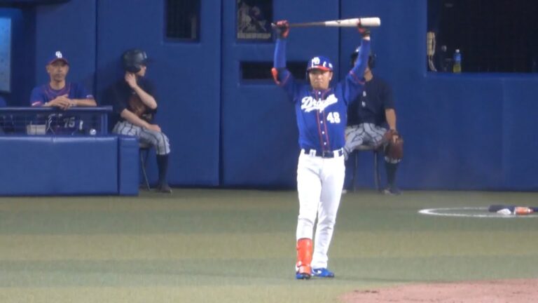 9回裏2アウト満塁で鵜飼の代打で溝脇登場（2023/7/25）
