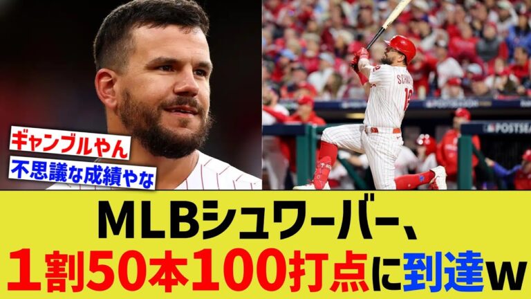 MLBシュワーバーさん、１割50本100打点を叩き出してしまうwww【なんJ なんG野球反応】【2ch 5ch】