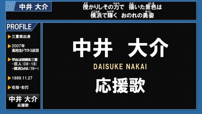 中井 大介 応援歌 #0 横浜 DeNA ベイスターズ