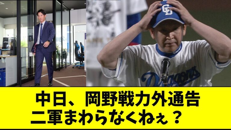 中日が岡野祐一郎に戦力外通告 　現役続行を希望【なんJ反応】