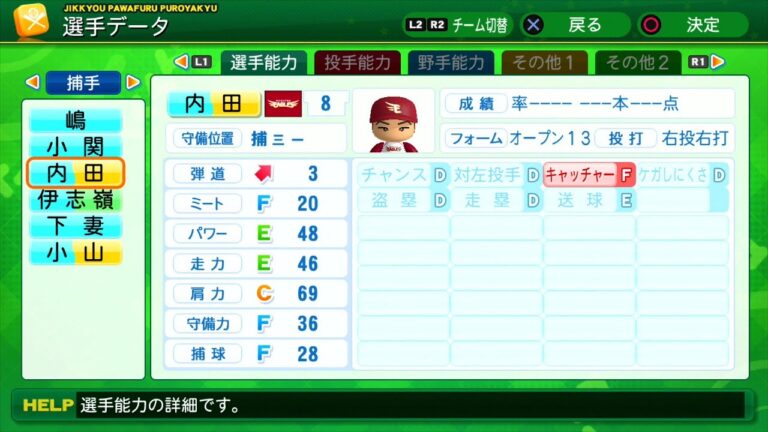 【パワプロ2014選手能力】楽天 8 内田靖人選手