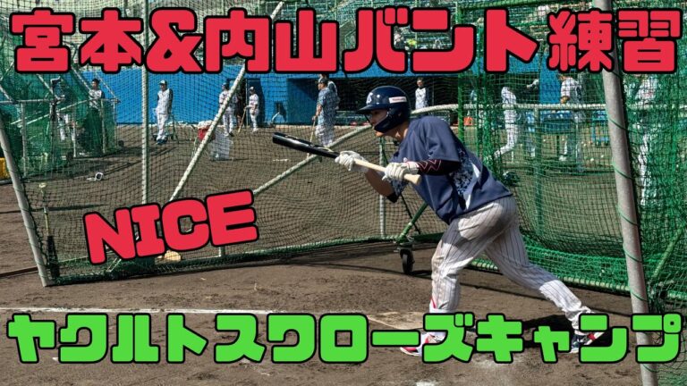 宮本丈選手、内山壮真選手ガンバレ！バッティング練習を見守る。ヤクルトスワローズキャンプ沖縄2024（2024年2月1日）