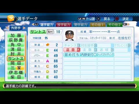 【パワプロ2017選手能力】ロッテ 10 サントス選手