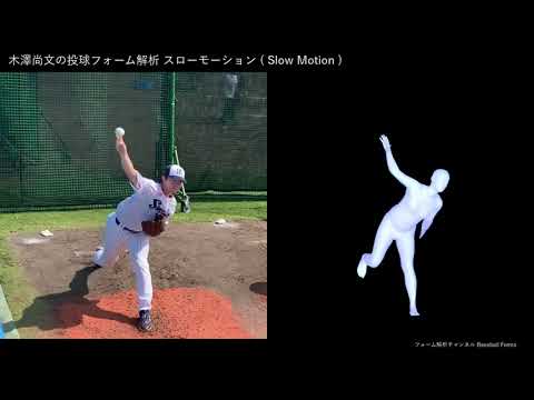 木澤尚文の投球フォーム解析 スローモーション 2024年投球練習 【上から】