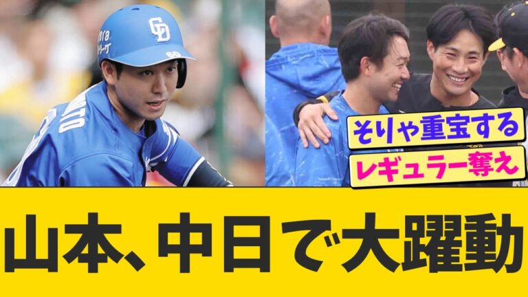 山本泰寛、中日で大躍動する【なんJ プロ野球反応】