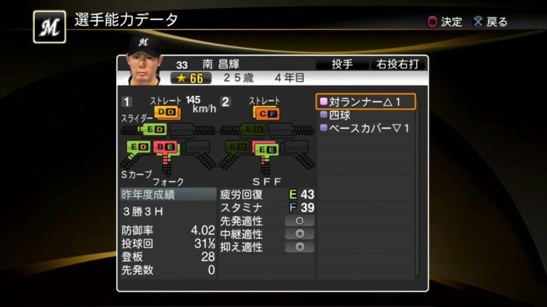 【プロスピ2014選手能力】ロッテ 33 南昌輝選手