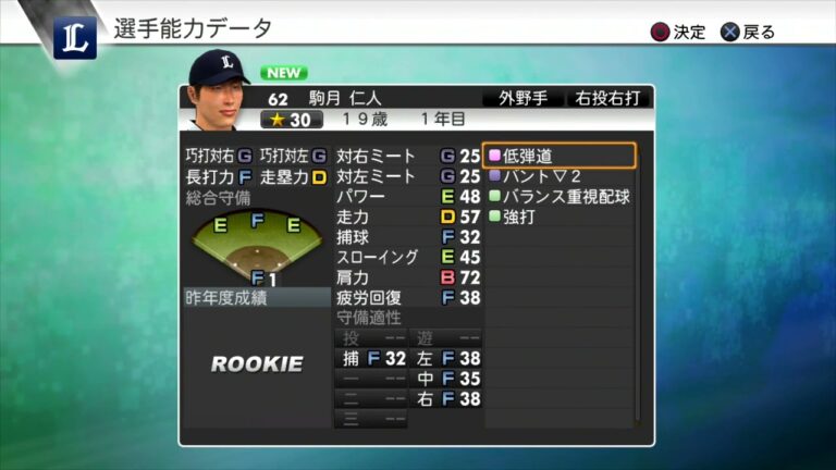 【プロスピ2012選手能力】西武 62 駒月仁人選手