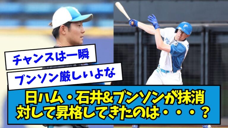 【チャンスは一瞬】日ハム・石井&スティーブンソンが抹消、対して昇格してきたのは？【なんJ反応】