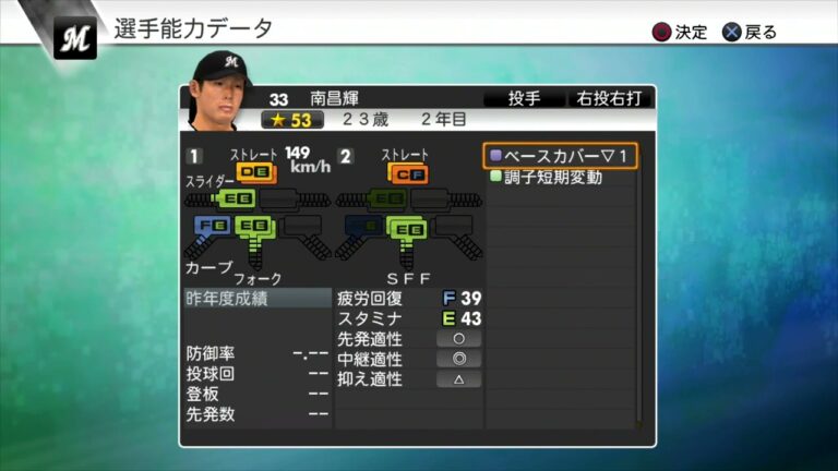 【プロスピ2012選手能力】ロッテ 33 南昌輝選手