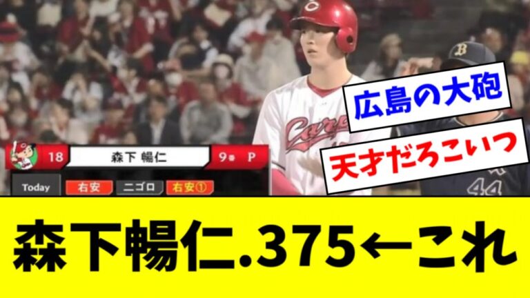 【センス〇】カープ森下の打撃、ガチで12球団投手No.1ｗｗｗｗｗ