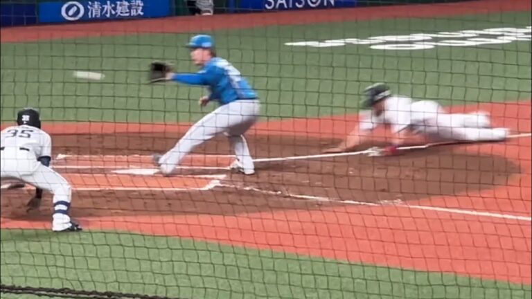 【2回裏】栗山巧 右中間を破る6年ぶりの三塁打！➡︎ワイルドピッチで本塁突入もタッチアウトで追加点ならず…【西武vs 日本ハム】2024/7/10