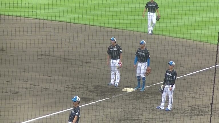 シートノック ファースト守る古川裕大 阪口 樂〜2024年9月4日 日本ハムファイターズ対ヤクルトスワローズ