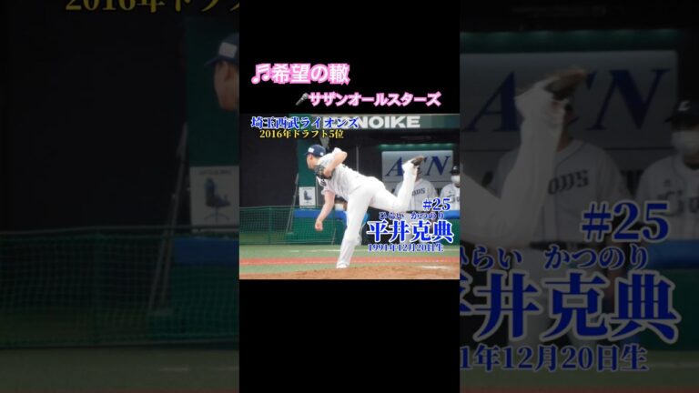 #12月20日生まれ #平井克典 #埼玉西武ライオンズ #ひらいかつのり #lions #プロ野球 baseball #shorts #npb #名鑑 #登場曲 #希望の轍 #サザンオールスターズ