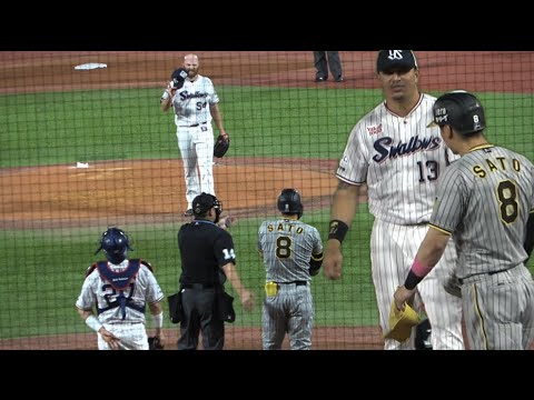 佐藤輝明へのデッドボールでサイスニード、オスナが謝る。ヤクルトスワローズハイライト　阪神タイガースハイライト2024年9月6日