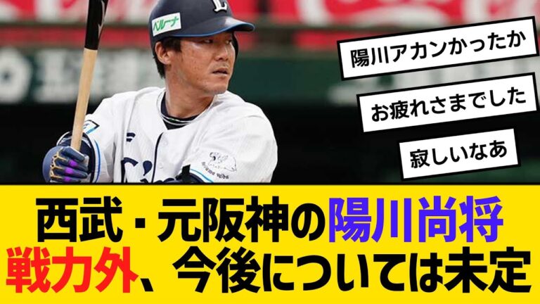 西武・元阪神の陽川尚将が戦力外、今後については未定　【ネットの反応】【反応集】