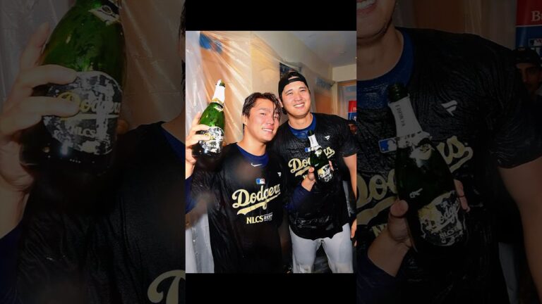 《優勝》ずぶ濡れの大谷翔平と山本由伸 #mlb #ドジャース