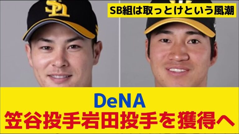 【DeNA】ホークス戦力外の笠谷俊介投手と阪神戦力外の岩田将貴投手を獲得へ　近日中に正式発表
