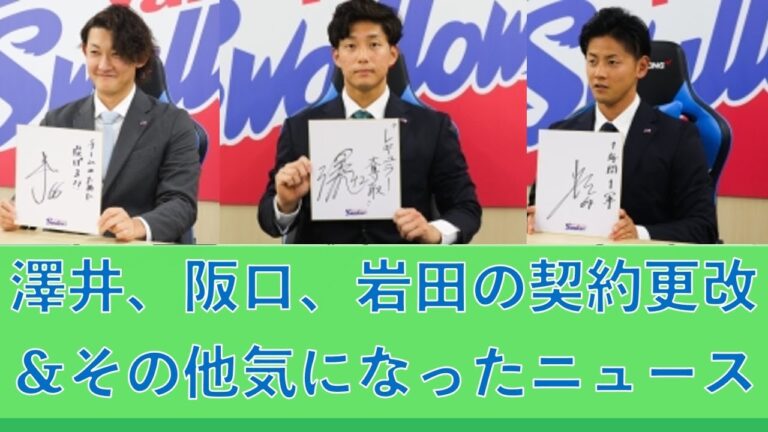 気になったスワローズのニュース！澤井廉、阪口皓亮、岩田幸宏とかその他 20241123
