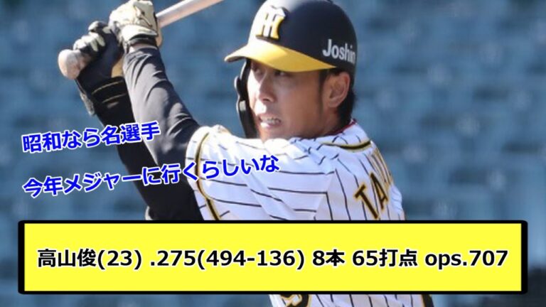 【覚醒】高山俊(23) .275(494-136) 8本 65打点 ops.707【なんJ反応】【1分動画】