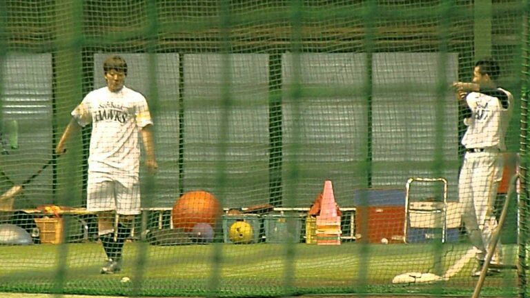 川原投手のバッテング練習