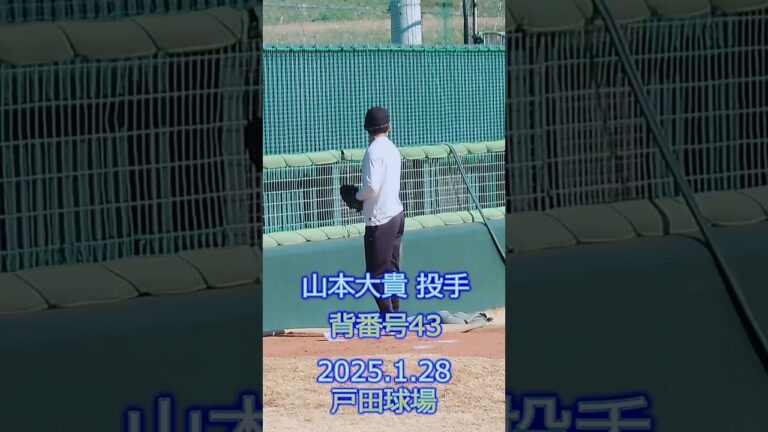 山本大貴 投手 ブルペン投球 2025.1.28 戸田球場 新人合同自主トレ #ヤクルトスワローズ #山本大貴