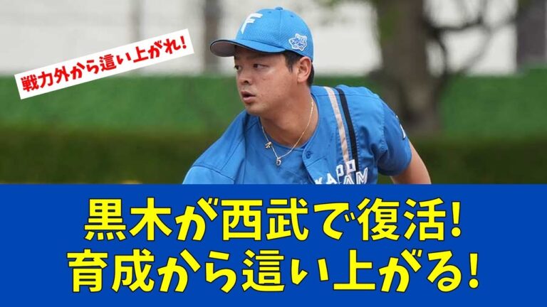 【F速報】元ハム黒木、西武1軍キャンプで早くも熱投!【日ハムファンの反応】