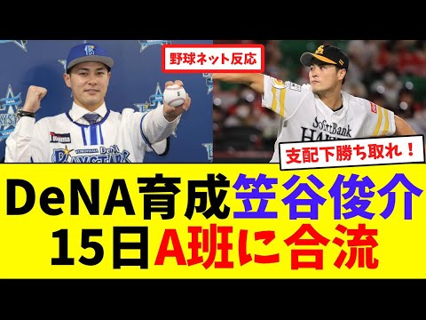 DeNA育成の笠谷俊介、15日A班に合流【ネット反応集】