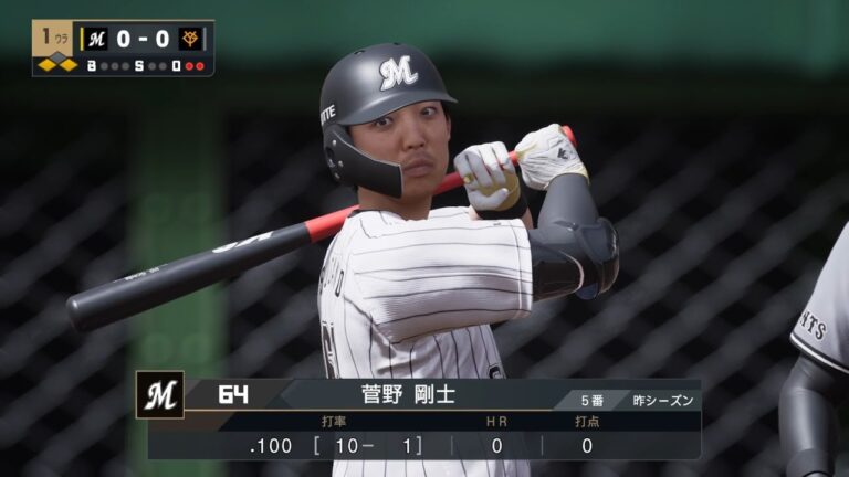 【プロスピ2024フィールドプレイ/NPB TheShow24】ロッテ 64 菅野剛士選手 Marines Tsuyoshi Sugano