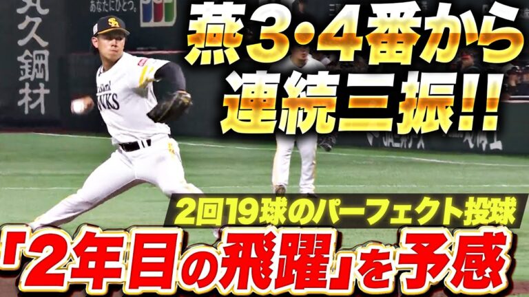 【2年目の飛躍】岩井俊介『燕クリーンアップを封じた！2回パーフェクト・3奪三振！』
