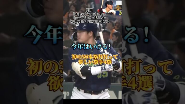 初の30本塁打打って欲しい選手4選セリーグ編#プロ野球 #牧秀悟 #細川成也#佐藤輝明 #オスナ