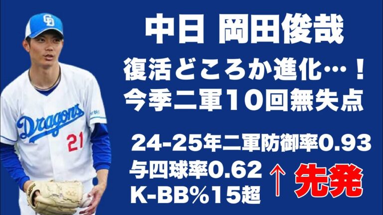 岡田俊哉がやばい。こんな進化見たことない。
