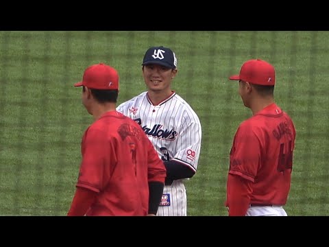 試合前西川遥輝が堂林翔太に話しかける　ヤクルト 　2025.04.02 神宮球場