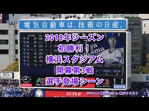 2018.4.1 横浜スタジアム 開幕 第3戦 横浜DeNA vs 東京ヤクルト 選手登場シーン映像