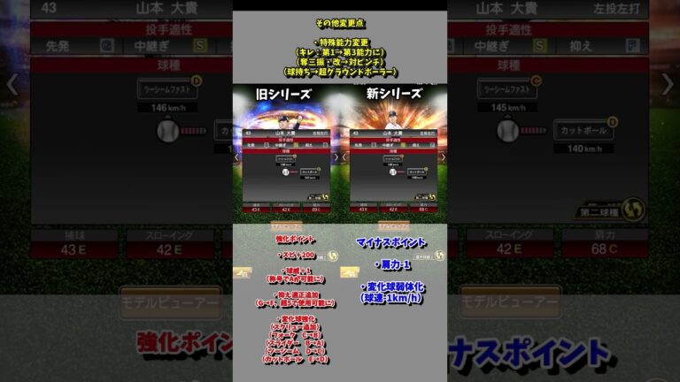 【プロスピA】変更点まとめ　山本大貴
