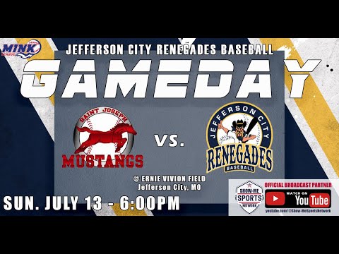 BSB: Jefferson City Renegades vs. St. Joseph Mustangs: Game 2: 07/13/25: Broadcast #0856
